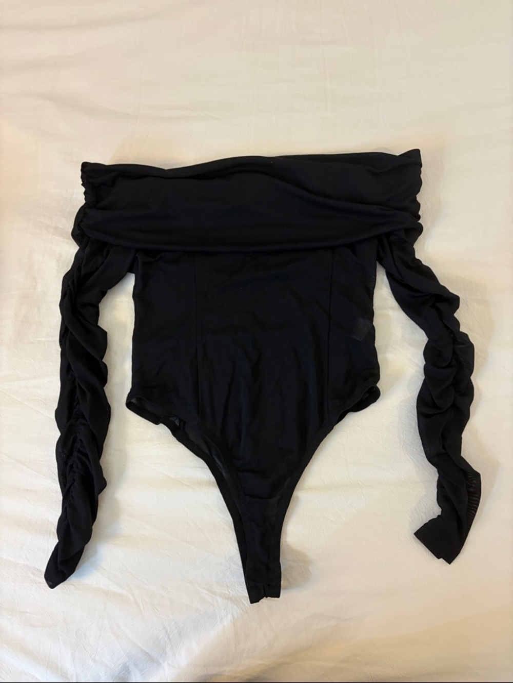 Forever 21 Off the Shoulder Mesh long sleeve bodysuit Size Small